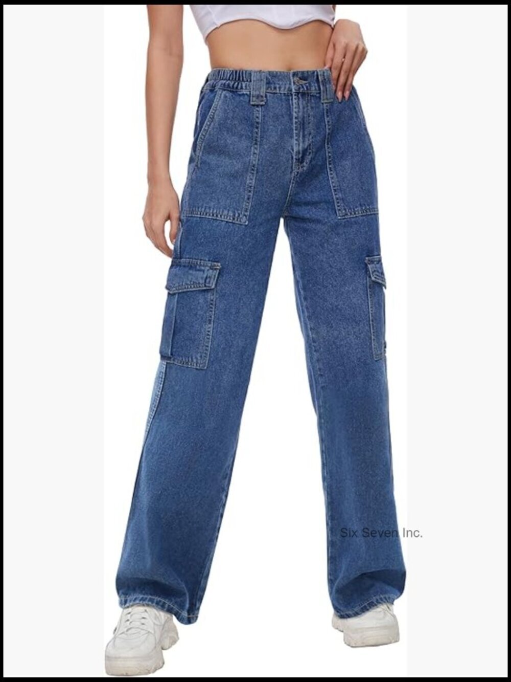 Women's Cargo Jeans Straight Leg Y2K Pants 5 Inseam Lengths Relaxed Fit